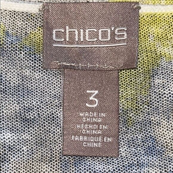 Chico's Blue and Yellow Linen Lightweight Cardigan - Picture 4 of 5